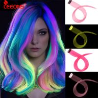 Leeons Colored Highlight Synthetic Hair Extensions Clip In One Piece Color Strips 20" Long Straight Hairpiece For Sports Fans Wig  Hair Extensions  Pa