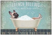 French Bulldog Dog Metal Tin Signs Bath Soap Wash Your Paws Metal Poster Home Art Wall Decor Plaque Farm Bathroom Bedroom Living