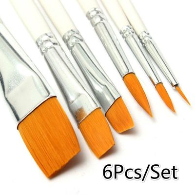 6pcs /set Painting Brush Oil Paint Nylon Hair Water Color Acrylics Brush Art Set Oil Painting Brushes