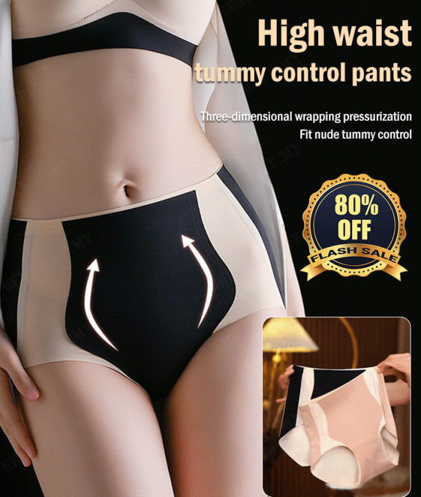 Tummy Control Shapewear Thong 2Pc High Waist Lifter Y Slim Waist Trainer  Shaping Pants Black L 
