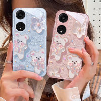 เคส OPPO Reno 8T 8Z 7Z 5G OPPO Reno 10 Pro Plus เคสเคสโทรศัพท์กันกระแทกพร้อมฝาครอบกล้องน่ารักอุปกรณ์ป้องกันเลนส์เคสโทรศัพท์กระจกเหลวหรูหราสำหรับ A58 OPPO A78 A98