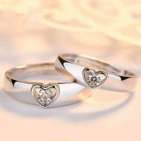 Korean version 925 silver plated love couple ring with a p of fashionable open heart diamonds and simple crystal jewelry F6XX