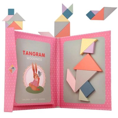 【CC】 Magnetic Tangram Book Educational Intelligence Jigsaw Thinking Training Game Kids