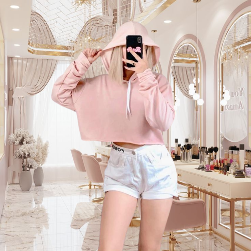 Best Seller Korean Style Pull Over Crop Top Hoodie Trendy Korean Fashion Outfit  Cropped Long Sleeve Hoodie Women's Sexy Top Sweatshirts Pullover Cotton  Sweater Trendy And high quality ootd hoodie Croptop women #