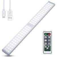 80LED Kitchen USB Rechargeable Magnetic Dimmable PIR Motion Sensor Led Closet Light Under Cabinet With Remote Controll  Power Points  Switches Savers