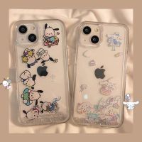 Kawaii Sanrio Cinnamoroll Pochacco Quicksand Phone Cases For iPhone 14 13 12 11 Pro Max XR XS MAX Shockproof Soft Shell Y2k Girl