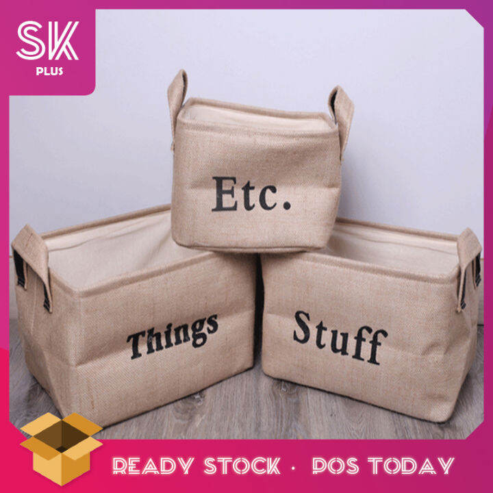 SKPLUS 3 Pcs Laundry Basket Cloth Storage Box Bedroom Jute Storage Bag
