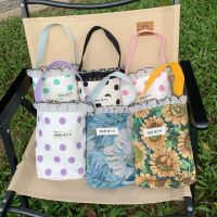 [Spot] 2624 Artistic New Polka Dot Top Handled Mini Lunch Bag Casual Ladies Small Hand Bag Portable
