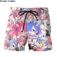 Anime Zero Ram Rem Board Shorts Anime Swimwear Quick Drying Swimsuits Male Anime Beach Boxer Trunks Shorts 3D Printed jogger