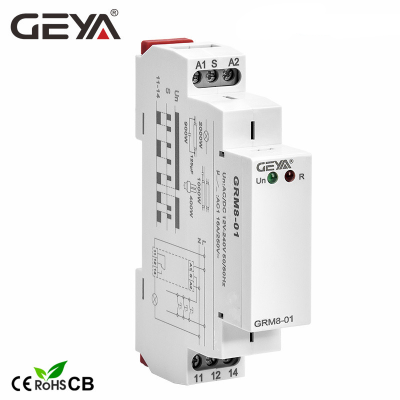 จัดส่งฟรี GEYA GRM8ราง Din ติดตั้งล็อครีเลย์โมดูล12โวลต์24โวลต์220โวลต์ AC DC สลักรีเลย์กับ CE CB