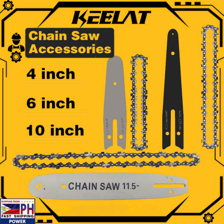 KEELAT 4"/6"/12" Chainsaw Blades & Chain Replacement Saw Parts Electric