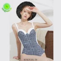 [Mingyuan]Temperament simple one-piece style color matching small fragrance style retro swimsuit women h