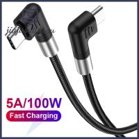 JIAJUSUANSOU 90องศาองศา ชิป emarker QC4.0 5A 20V Pd 100W ชาร์จได้อย่างรวดเร็ว สายเคเบิลชนิด C สายข้อมูล USB-C