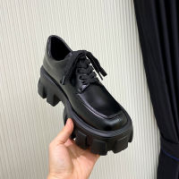 Women‘s British Style Leather Shoes 2023 Spring and Autumn Loafer Shoes Heightened Thick Bottom Platform Lace-up Shoes Women