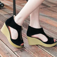 Women Summer Wedge Sandals Floral Bowknot Platform High Heels Ladies Shoes  New