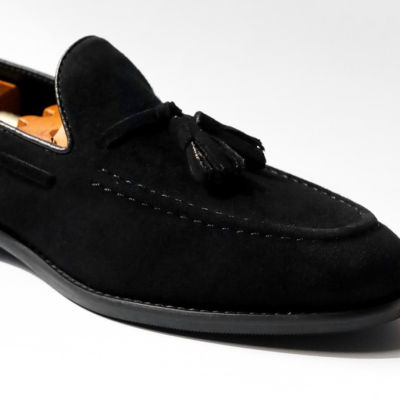 Unlined Tassel loafers - สี Black suede ดำหนังกลับ