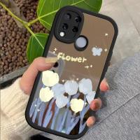 เคสสำหรับเคส Realme C15ภาพวาดสีน้ำมันเคสลายดอกไม้พื้นผิวกระจกบางนุ่มบางเคสโทรศัพท์