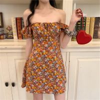 2020 summer French r girl floral puff sleeve short sleeve slimming casual mini dress