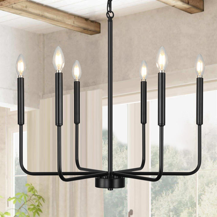 Black Chandelier,Modern Farmhouse Chandeliers for Dining Room 6-Lights ...