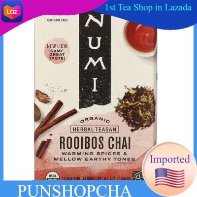 Numi Tea, Organic Herbal Teasan, Rooibos Chai, Caffeine Free, 18 Tea Bags,