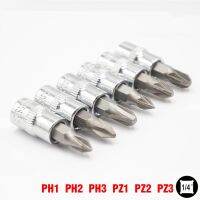 6 Pcs Phillips Chinahuhao Galvanis Bit Socekt Chrome Vanadium 1/4 Inch Drive Cross Kunci Bit PH1 PH2 PH3 PZ1 PZ2 PZ3 obeng Bit