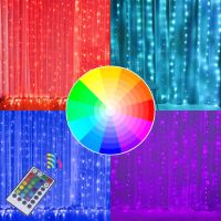 16 Color Changing Fairy Curtain Lights 3m USB Remote Control String Lights for Bedroom Decor Garland Christmas Holiday Lighting