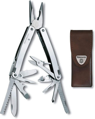 Victorinox Swiss Army Swisstool Spirit X with Leather Pouch Stainless Steel, 105mm