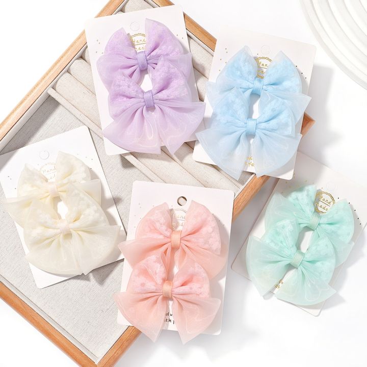 kidsbows-3ชิ้น-เซ็ตใหม่ที่สง่างามสำหรับเด็กผู้หญิงออร์แกนซ่าโบว์ติดผมเด็กหวานปลอดภัยฤดูร้อนแฟชั่นกิ๊ฟหนีบผมผมเจ้าหญิงของขวัญ