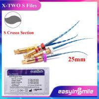 EASYINSMILE 4Pcs ทันตกรรม Endo ไฟล์โรตารี่ X-Two S Cross Section Niti เครื่องยนต์ใช้เคล็ดลับ25มม. สำหรับ Root C Treat Endodontic เครื่องมือ