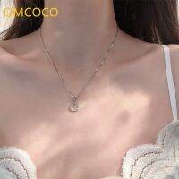 QMCOCO จี้คริสตัลสีเงินกลมสีขาวดีไซน์ย้อนยุคเรียบง่าย,สร้อยคอระดับกระดูกไหปลาร้าของผู้หญิงหรูหราของขวัญวันเกิดอาวุโส