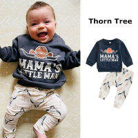 Thorn Tree ชุดสูทกางเกงเด็กผู้ชายแขนยาวคอกลม + ชุดเสื้อผ้ากางเกงพิมพ์ลายหัววัว