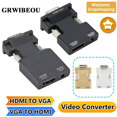◈☇□ HDMI TO VGA Video Converter Adapter 1080P VGA TO HDMI Adapter For PC Laptop to HDTV Projector Video Audio HDMI-compatible to VGA