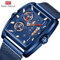 MINIFOCUS Jenama MF0322G Pelbagai Fungsi Kuarza Kalis Air Tali Pinggang Mesh Cahaya Malam Jam Tangan Lelaki Mewah