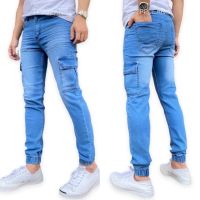 TPPJEANS JOGGER Light Blue JEANS กางเกงยีนส์ขาจั้มชายสีบลูฟอกซีด ทรงสลิม ผ้ายืด สวมใส่สบาย มีกระเป๋าข้าง เป้าซิป งานตัดเย็บอย่างดี Size 28-36