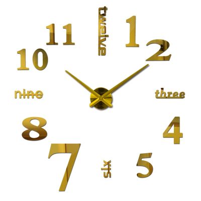 [24 Home Accessories] นาฬิกาควอตซ์มาใหม่ล่าสุดนาฬิกาแฟชั่น3d นาฬิกาแขวนผนังขนาดใหญ่แท้วิ่งสติ๊กเกอร์ติดกระจกแบบ Diy เพื่อตกแต่งห้องนั่งเล่น