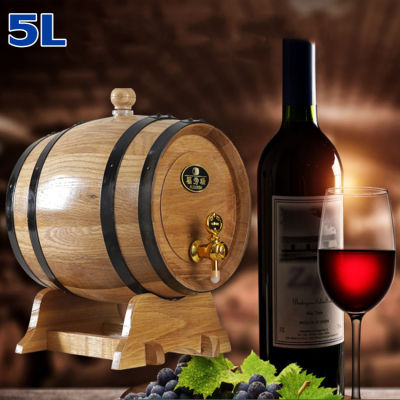 5L วินเทจไม้โอ๊ค ถังเก็บไวน์ไม้โอ๊ค รถังเก็บพิเศษถังเก็บถังเบียร์สำหรับไวน์ของถังวิสกี้และรอน
