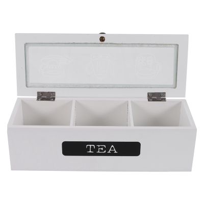 3 Compartments Bamboo System Tea Bag Storage Box Jewelry Organizer Tea Box Organizer Wood Sugar Packet Container