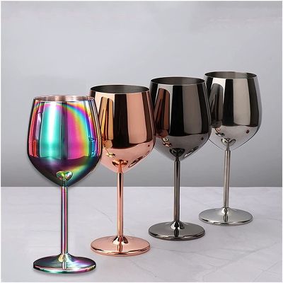 【CW】▤  500ML 304 Layer Goblet Wine Glass Colorful Large-capacity Drum-shaped Drop-resistant