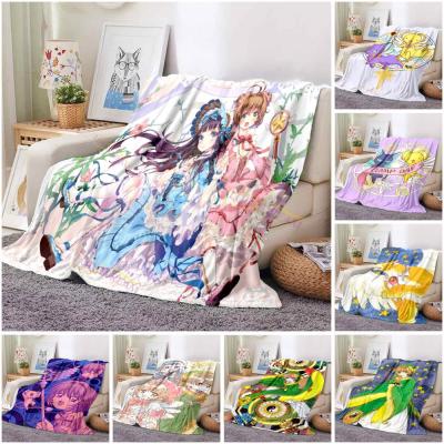 （in stock）Cartoon Cardcator Cherry Blossom Flannel Blanket Cute plush doll gift girlfriend casual carpet Tapestry single sofa blanket（Can send pictures for customization）