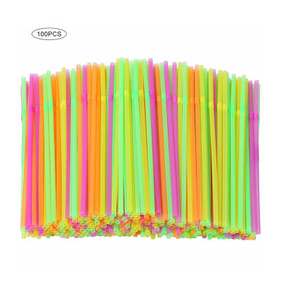 Fluorescent Bendable Drinking Straws Disposable Beverage Straws Wedding Decor