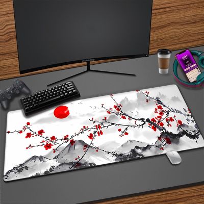 ♚✶✱ Japanese Style Mount Fuji Cherry Blossom Sakura Mouse Pad Gamer XL Large Mousepad XXL 100x50 Desk Mats Keyboard Rubber Table Mat