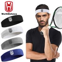 【cw】 Worthdefence Cotton Athletic Headband Elastic SweatbandsMen BasketballGymSweat Band Volleyball Tennis ！