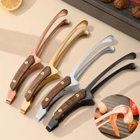 Tea Clip Food Tong Stainless Steel Food Tong with Heat Insulated Wooden Handle Easy to Bbq Tool for Grilling Meat Anti-scalding