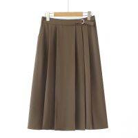 【มีไซส์ใหญ่】Plus Size XL-4XL Womens Solid Color High Waist Pleated Midi Skirt Ladies Solid Color Elegant Female Autumn New Long Skirts