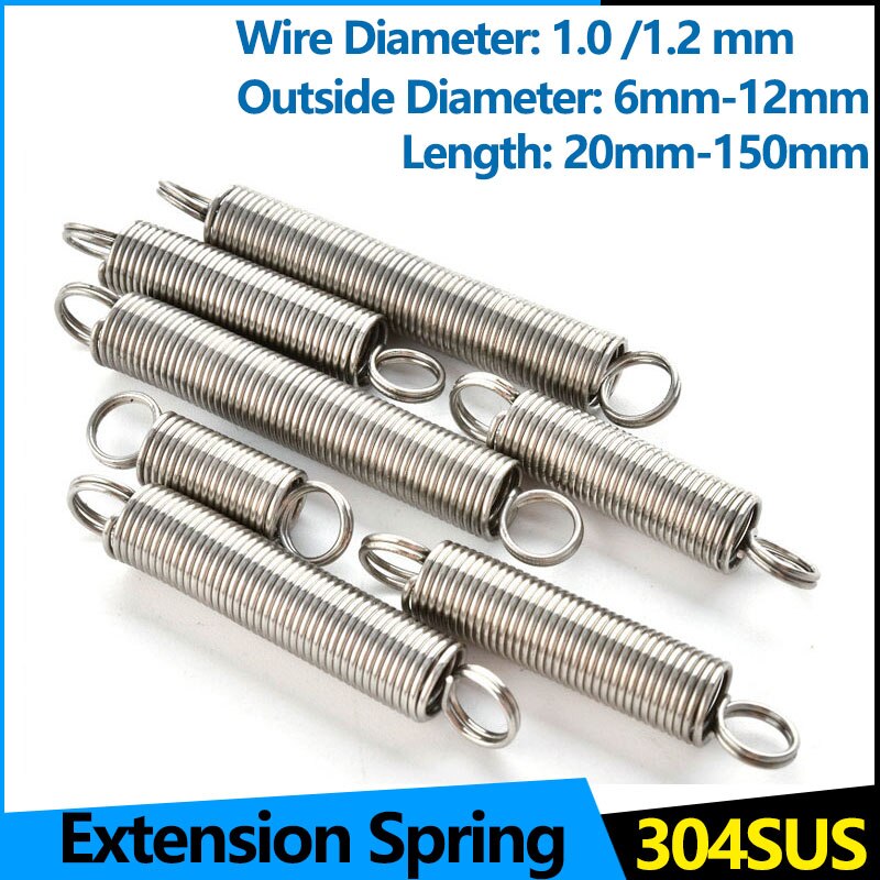 4pcs tension springs extension spring steel pulling elasticity 0.3mm WD 2mm OD 