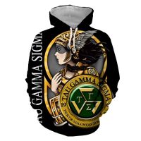 2023 style Full Sublimation Men Triskelion Tau Gamma Phi Sigma Seal Hoodie Jacket 3D Print Sweater Breathable Sweatshirts，can be customization