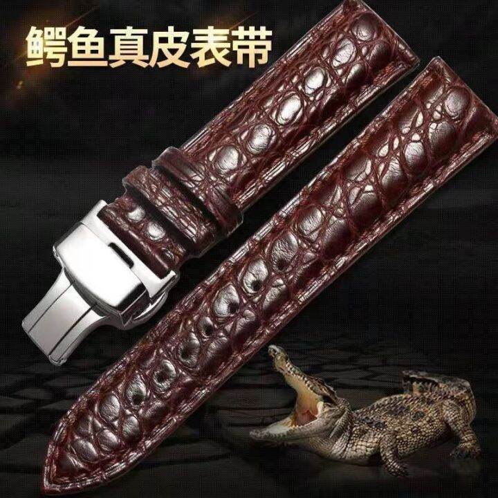 hot-sale-good-workmanship-crocodile-leather-strap-ladies-butterfly-double-snap-button-pin-buckle-waterproof-watch-chain