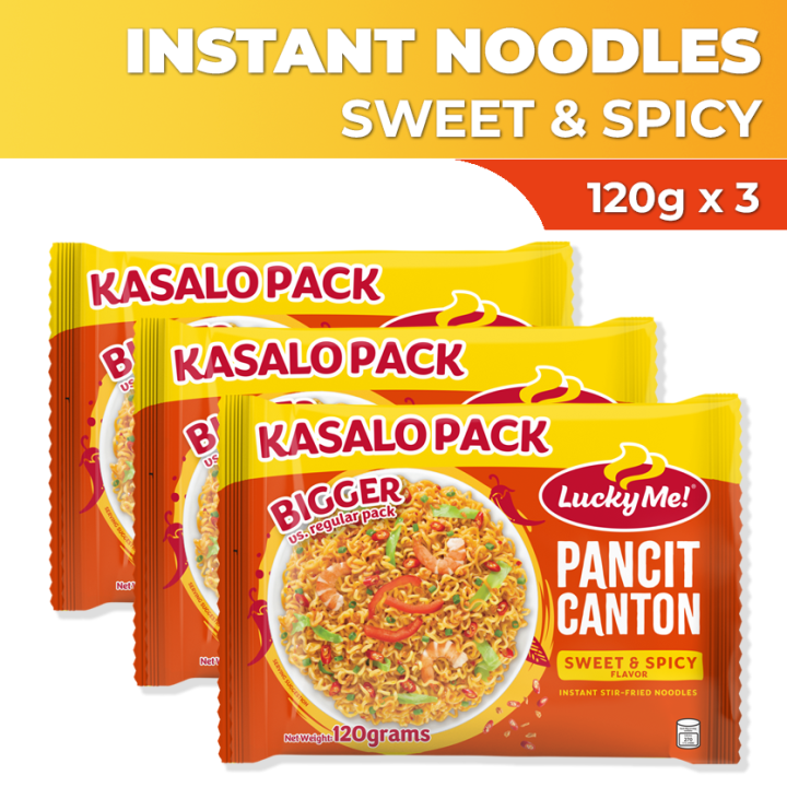 Lucky Me! Pancit Canton Instant Noodles Sweet & Spicy Kasalo Pack 120g