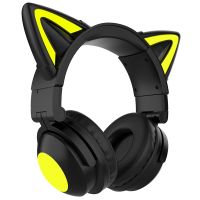 Cat Ear Headphones, LED Lights Computer Headphones, Headset Bluetooth 5.0 Headphones, Built-in Microphone