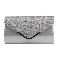 Women Glittered Envelope Clutch Purse Evening Bag Lustrous Party Handbag Shiny Shoulder Bag